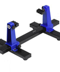 Adjustable PCB Holder And Soldering Stand With Rotating Clamps on stable metal base, blue and black design.