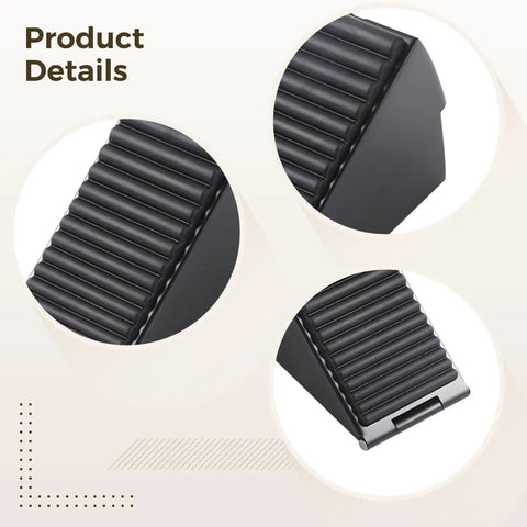 Close-up detail of Adjustable Zinc Alloy Door Stopper Wedge With Anti Slip Surface Stays Put From 1.85 To 3.1 Inches No Drilling Required Compact Door Holder For Home Office And Warehouse.