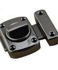 Tank Tough Prograde Heavy Duty Right Angle Sliding Gate Lock With Knuckle Hook Design, black coated steel latch for yard security.
