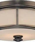 Harbour Point Bronze 2 Light Flush Mount Ceiling Fixture With Replacement Glass And Parts, Craftsman Mission Style Lighting