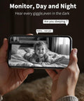 No Sweat Setup 4Mp Indoor Security Camera With Solid Hd Video And Clear Two Way Audio Free Ai Motion Tracking Night Vision Plus Easy Phone App Control For Your Pooch Around The Clock, showing phone monitoring a sleeping baby.