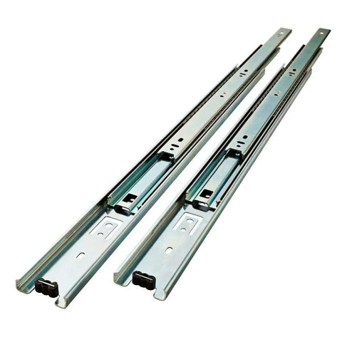 Pack Of Ten 12 Inch Ball Bearing Full Extension Drawer Slides Zinc Plated With Three Fold Full Extension And 100 Lbs Weight Capacity For Ten Drawers Forty Five Millimeter Wide Heavy Duty Built To Last
