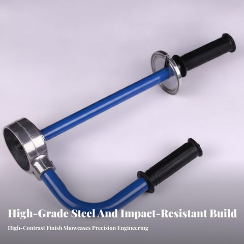 Heavy Duty Manual Wrapping Tool And Stretch Film Dispenser With Hella Comfortable Black Handles For No Sweat Packing And Zero Hand Fatigue During Busy Warehouse Shifts And Fast Box Sealing, showcasing blue alloy frame and rubberized grips.