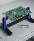 Adjustable PCB Holder Frame With 360 Degree Rotation For Soldering And Pro Grade Repairs showing board up to 7.75 inches wide