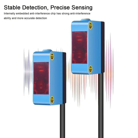 Background Suppression Diffuse Photoelectric Sensor With 10 To 350 Mm Range, 12 To 24 V DC, PNP Output, Color Insensitive Detection, Built For Tough Industrial Use, blue rectangular sensor