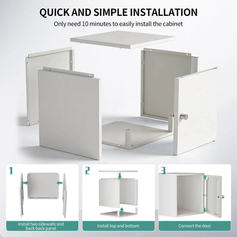 Sturdy 0.9mm Steel Cube Storage Organizer With Door 11 By 11 By 11 Inches Compact Desk Side Cabinet assembly instructions.