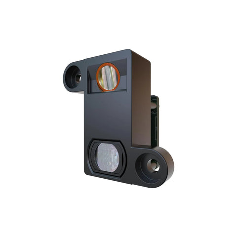 Compact Solid State Lidar Sensor With 110 Degree Field Of View, 30 To 400 Millimeter Scanning Range, shown in front view.