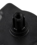 Front close-up of black CVA-24T valve actuator mounting shaft with threaded hole