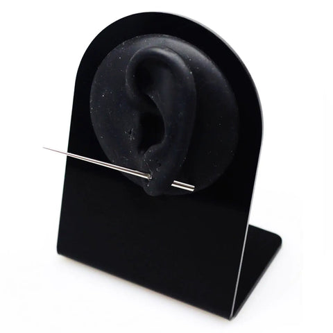 12G 2.0mm Stainless Steel Insertion Taper Pin for Piercing Stretching, 316L Implant Grade Hollow End Calor Style Tool, Gauge Up From 14G to 12G, No Thread Inside, 60mm Length, shown in ear model