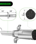 Heavy Duty 7 Pin Round Trailer Connector Assembly For Pickup Trucks Replaces Fried Wiring Harness with dimensions 3.2" and 3.8".