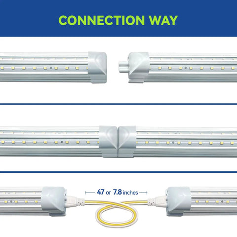 V Shaped Two Foot LED Shop Light 20W 5000K Daylight 2500LM linkable plug in ceiling lighting connection method image.
