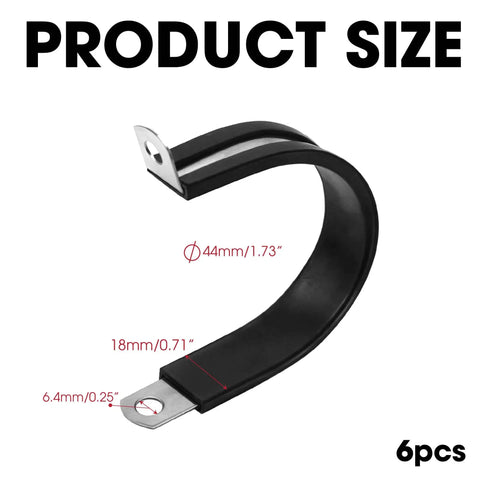 Six Pack P Clamps Rubber Insulated Clips For UTV Windshield Wires 44mm Diameter 1.73 Inch Quick Connect Holder Bracket detail
