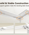 Solid construction of 63 Inch Sit To Stand Electric L Shaped Desk With Height Adjustment Range 27.9 To 46.1 Inches, showing support gaskets.