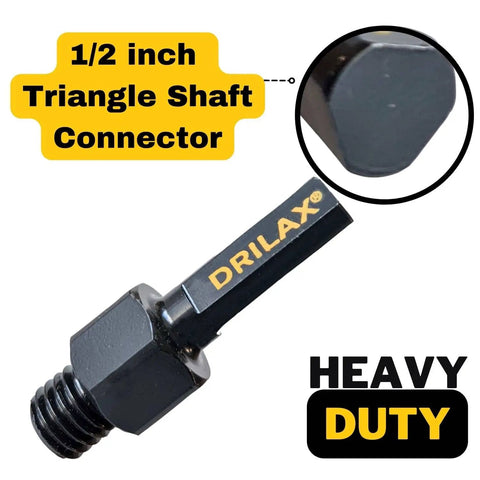 Angle Grinder To Drill Adapter Five Eighths Inch Eleven To One Half Inch Converts Diamond Core Bits Grinding Cups And Polishing Pads To Standard One Half Inch Drills With Heavy Duty Triangle Shank, showing heavy-duty triangle shaft connector.