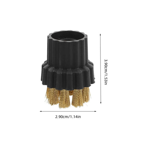 Heavy Duty Replacement Steam Cleaner Brush Heads 6 Pack Tough Nylon Bristle Mop Attachment close-up, 3.90cm height, durable black design.