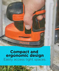 20V Max Sheet Sander With 12,000 OPM For Fast Material Removal, Detail Finger Attachment For Tight Surfaces in use