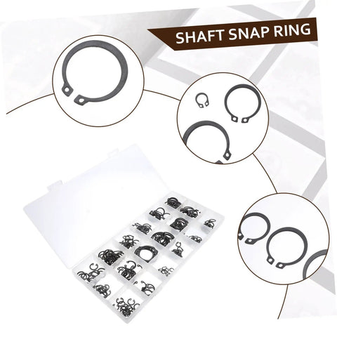 C Type Retaining External Snap Ring Kit In Carbon Steel Shaft Clips For Axles And Moving Parts displayed in plastic case