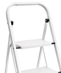 Top view of Two Step Folding Ladder With Handgrip And Wide Anti Slip Pedals Heavy Duty Safe Lightweight Step Stool For Kitchen Or Closet Portable.