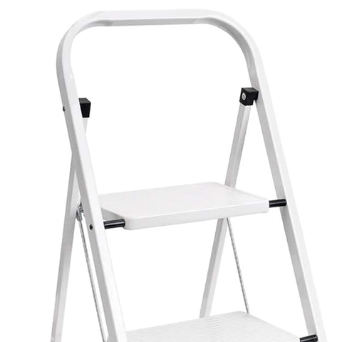 Top view of Two Step Folding Ladder With Handgrip And Wide Anti Slip Pedals Heavy Duty Safe Lightweight Step Stool For Kitchen Or Closet Portable.