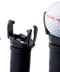 Putter Attachable Golf Ball Pickup Tool in Black for easy post putt retrieval, fits any putter grip, durable synthetic