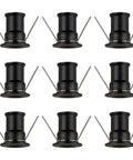 wkao 9 Pcs Led Mini Downlight, 1W DC12V Embedded Spotlight mounting brackets, black shell with metal clips for recessed installation.