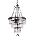 Antique Bronze 12 Inch Round Pendant Light Fixture For Home, Industrial Style Ceiling Pendant with crystal tiers, no bulbs