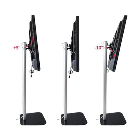 Universal Tabletop Tv Mount Heavy Duty Bracket For Flat Screen Tv And Led Monitor No Drill Drama showing adjustable angles on metal stand.