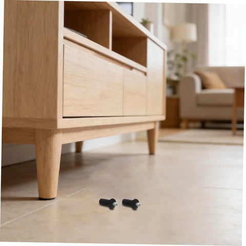 DIY Friendly Spring Loaded Cabinet Door Repair Pins Kit near wooden cabinet in living room