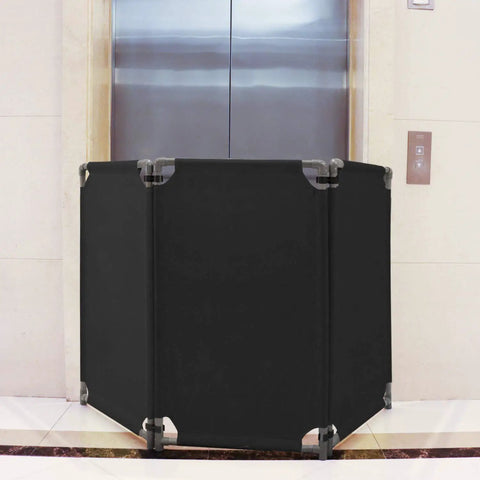 3 Panel Foldable Safety Barricade 5.8 Feet Tall High Visibility PVC Frame Beefy Heavy Duty Crowd Control Barrier Gate in black