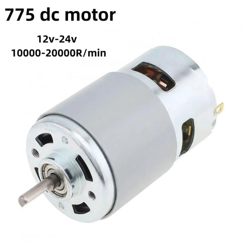 High Torque 12V-24V DC Motor Upgrade With Dual Ball Bearings for quiet power, 10000-20000 RPM, featuring metal D shaft and copper windings.