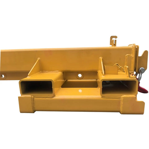 Industrial Grade 5 Ton Forklift Telescopic Bidirectional Jib Boom With Slick Two Way Pivot side view showing steel construction.