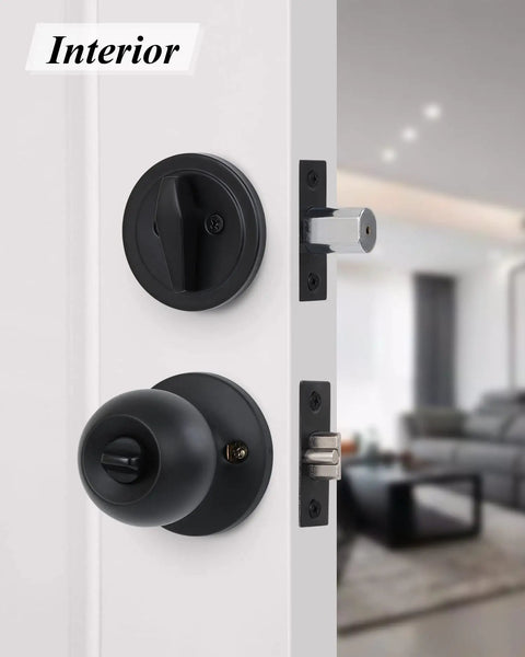 Locking Satin Nickel Door Knob Set With Keyed Entry Easy Install Hardware Handle For Bathroom Or Bedroom open door view