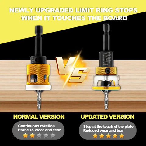 Comparison of normal and updated versions of Counter Sink Drill Bit Set With Adjustable Depth HSS M2 Countersink Bits for wood and plastic.