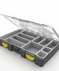 Modular Waterproof Dry Box With HEXLOK Grid System Heavy Duty Built Tough Plastic Organizer Box For Saltwater Tackle Box Parts And Gear No Internal Bins Rust Prevention Vapor Grey And Yellow