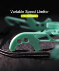Close-up of Bike Chain Keeper And Rear Derailleur Stabilizer Clip for Shimano 12 Speed, green PLA material.