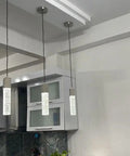 Crystal Pendant Lights For Kitchen Island Dope Brushed Nickel 3 Pack Modern Hanging Ceiling Fixtures in a contemporary kitchen