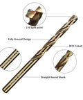 Five Thirty Second Inch Cobalt Drill Bit Set Of Ten M35 High Speed Steel Jobber Twist Bits For Hard Metal Stainless Steel Cast Iron