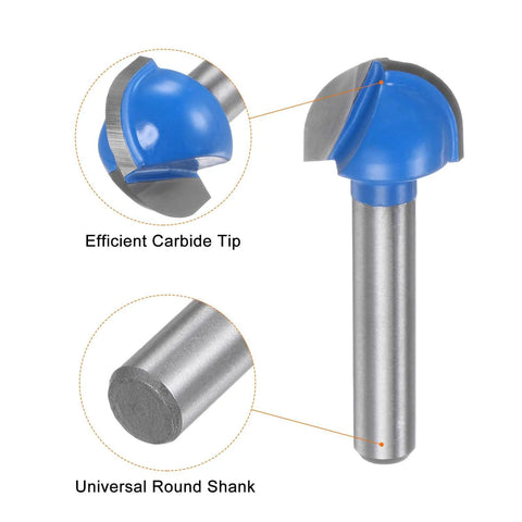 Round Nose Router Bit With Five Eighth Inch Cutting Diameter And One Quarter Inch Shank Pro Grade Cemented Carbide Cove Box Cutter