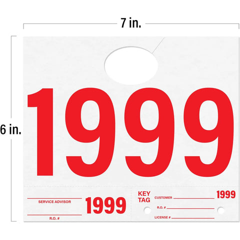 Automotive Service Tag Numbers 1000 Count Red Green Service Dispatch Double Sided 3 Part Hang Tags For Auto Dealers