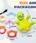 Rechargeable Turtle Bath Toy Sprinkler For Toddlers With Five Rings And Belly Sprayer Tub Toy For Bathtub And Pool, size details shown
