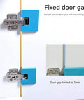 Door Hinge Jig Kit That Works Like A Charm For Precise Installations With Magnetic Alignment, Easy Fast Setup, Adjustable Accurate Guide For Hinges And Latches Cutting, Six Piece Set For Pros And DIY Home Builders showing fixed door gap.