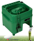 Launch Monitor With Automatic Ball Dispenser And Swing Trainer, green unit with induction mechanism on grass