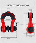 Two Piece D Ring Shackle Set Heavy Duty Universal Truck Off Road Accessories For Trailers And Vehicles Premium Towing Hardware In Red with measurements
