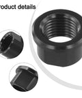 Close-up image of Thru Axle Nut M15x1.5mm Black Hub Cap for front and rear wheels showing threaded aluminum alloy end cap details.