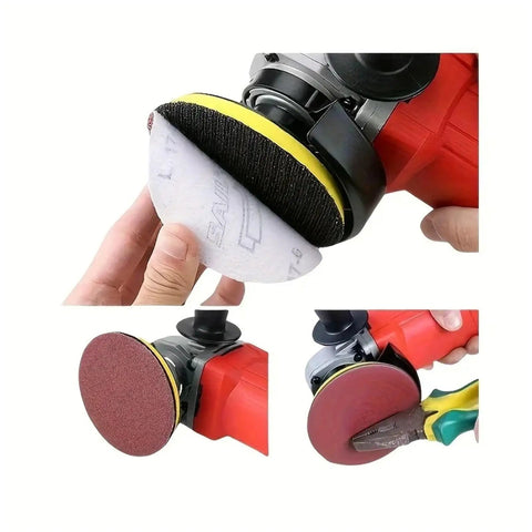 Get Ready To Sand Like A Pro With This Killer 20 Pack Of 4 Inch Hook And Loop Sanding Discs Spanning From 60 To 1000 Grits Perfect For Heavy Duty Wood Metal Or Composite Work That Smells Great, showing sanding discs on sander.