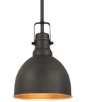 Industrial Hammered Oil Rubbed Bronze One Light Mini Pendant 2 Pack With Adjustable 9-1/2 Inch Rods Downward Lighting Dope Modern Ceiling Fixture