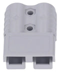Heavy Duty Quick Connect Battery Power Plug Hella Tough 120 Amp 600 Volt Disconnector with flame retardant housing, front view.