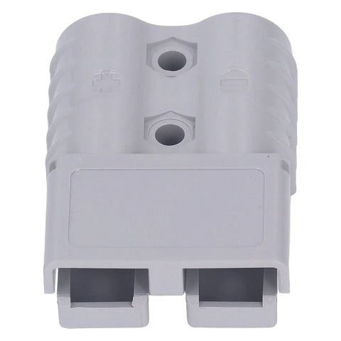 Heavy Duty Quick Connect Battery Power Plug Hella Tough 120 Amp 600 Volt Disconnector with flame retardant housing, front view.