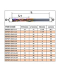 Tough As Nails Two Flute Compression Spiral Router Bit dimensions chart displaying sizes and specifications for CNC wood milling.