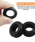 Close-up of 30 Pieces Rubber Grommets One Half Inch ID with Nine Sixteenths Inch Drill Hole, durable wiring grommets.